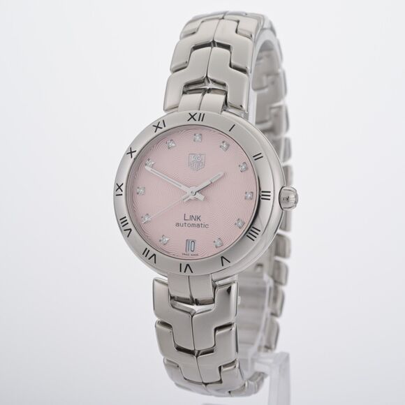 Tag Heuer Calibre 7 WAT2313 Automatic Pink Diamond Dial 35mm Ladies Watch w/ B&P main image 7